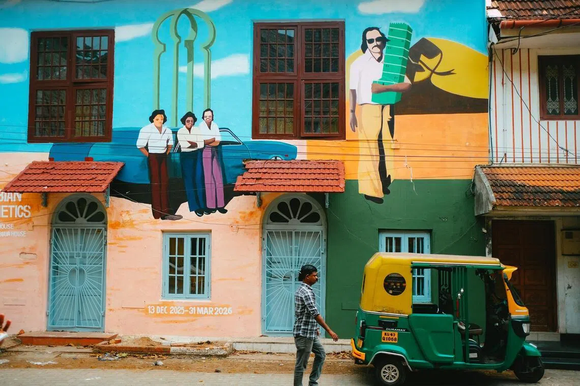 A street mural along Princess Street, Fort Kochi's historic waterfront neighbourhood — where colonial walls have become canvases for contemporary expression.