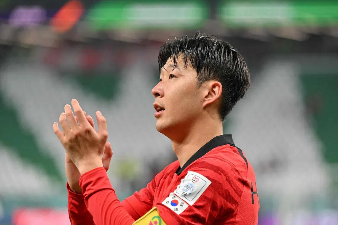 An emotional Son Heung-min celebrates at the end of the match.