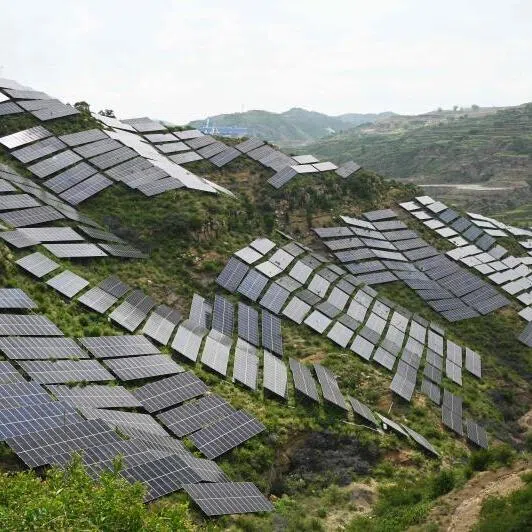 Solar panels on a hillside near Jiexiu, in China’s northern Shanxi province. 