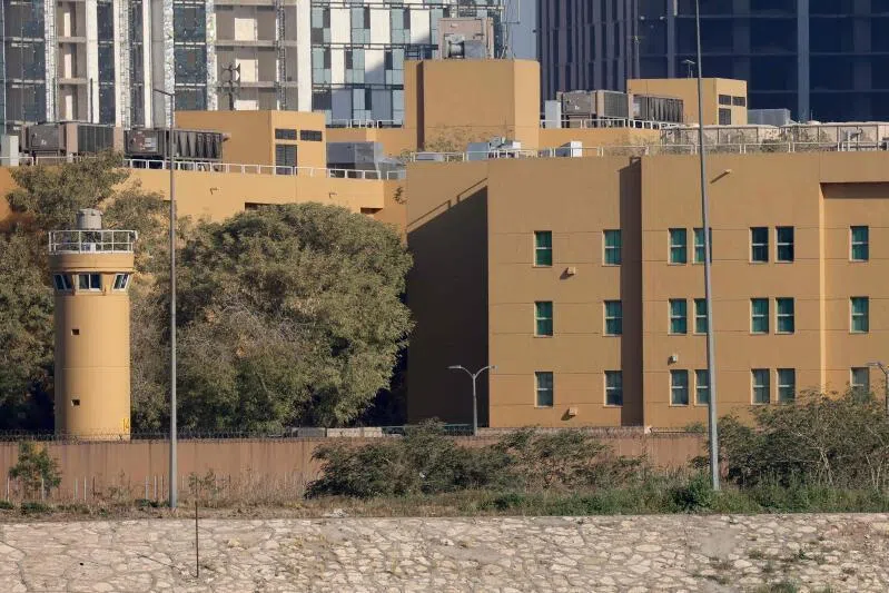The US Embassy seen from across the Tigris River in Baghdad's fortified Green Zone, in the Iraqi capital on March 17, 2026.