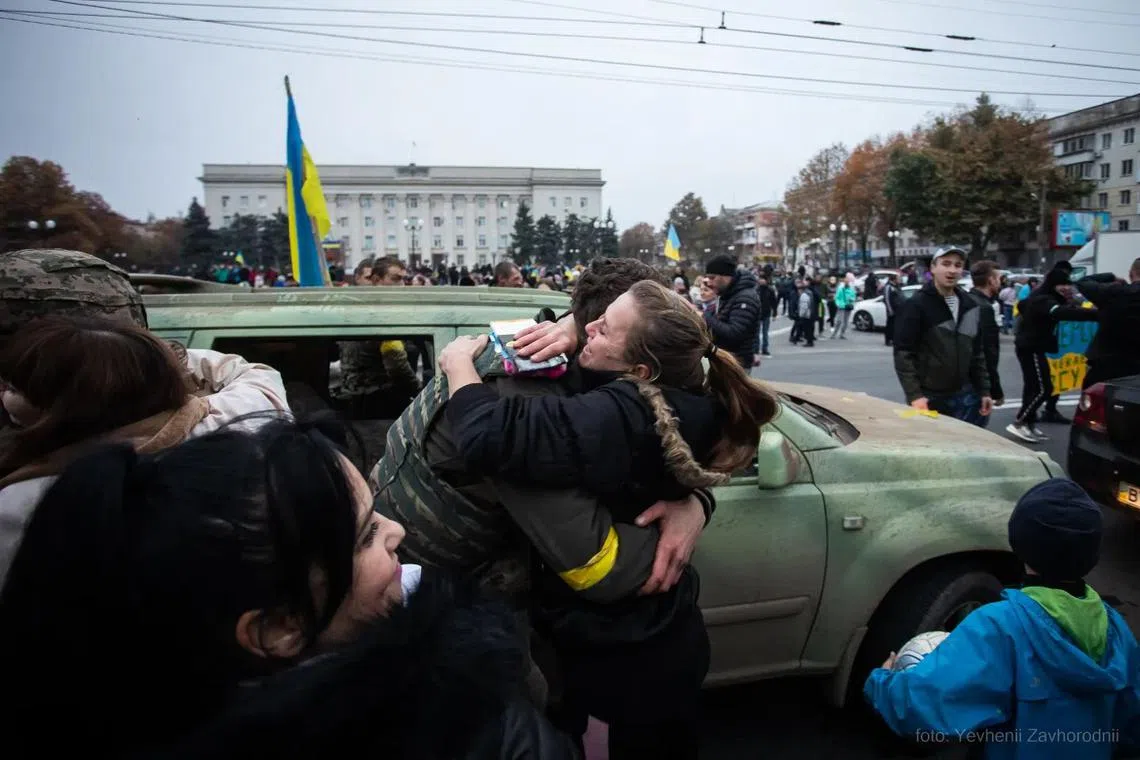Ukrainians celebrated after the recapture of Kherson from Russian forces in November 2022.