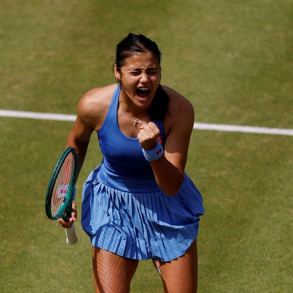 FILE PHOTO: Tennis - Queen's Club Championships - Queen's Club, London, Britain - June 13, 2026 Britain's Emma Raducanu reacts during her quarter final match against Uzbekistan's Kamilla Rakhimova Action Images via Reuters/Andrew Couldridge/File Photo
