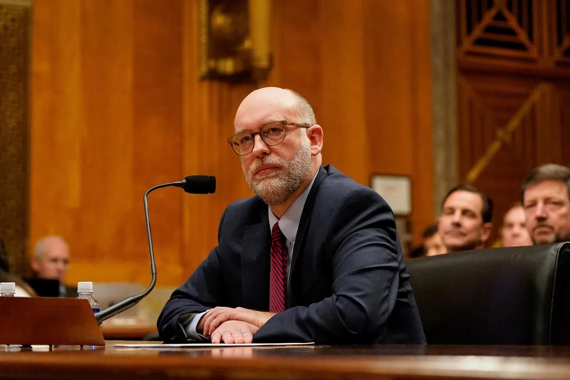 Russell Vought, U.S. President-elect Donald Trump’s nominee to be director of the Office of Management and Budget, testifies during a Senate Homeland Security and Governmental Affairs Committee confirmation hearing on Capitol Hill in Washington, U.S., January 15, 2025. REUTERS/Elizabeth Frantz