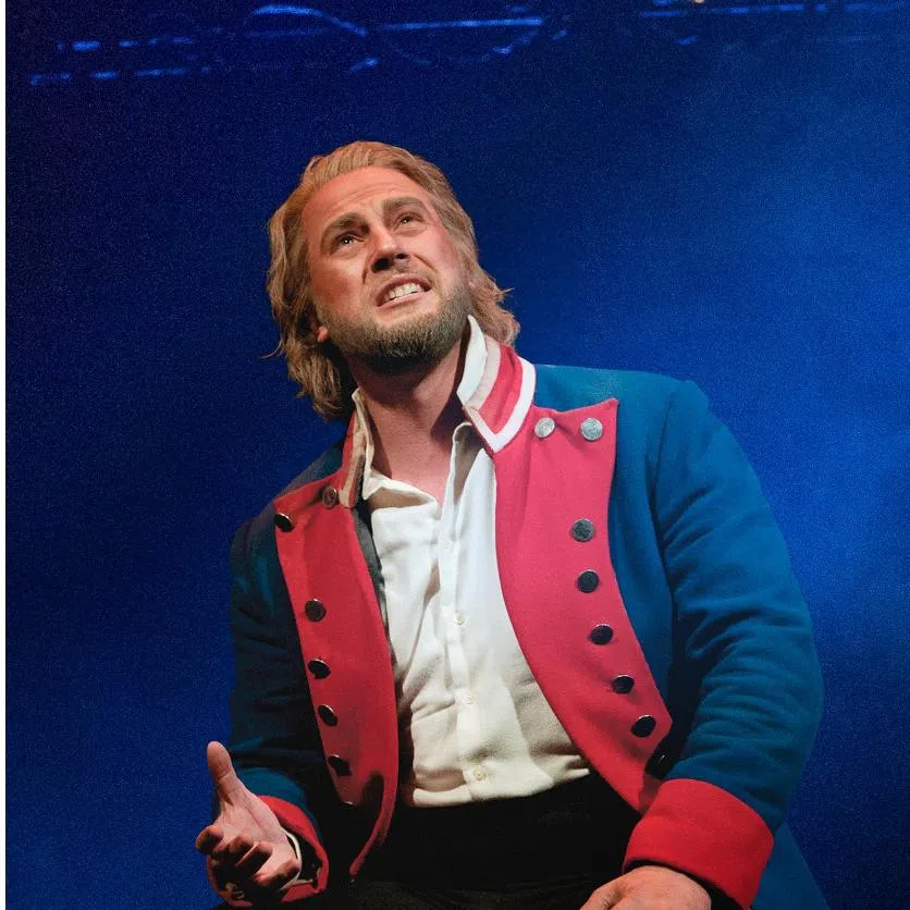Argentine musical actor Geronimo Rauch as Jean Valjean (left) and Australian musical actor Jeremy Secomb plays Inspector Javert in Les Miserables The Arena Spectacular World Tour. 