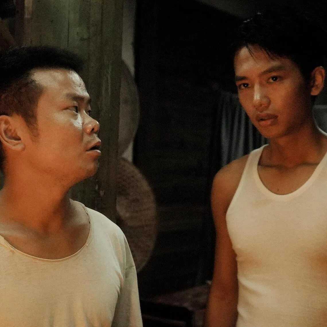 Actors Zheng Huisong (left) and Wang Yantong (right) in the Chinese film Dear You.