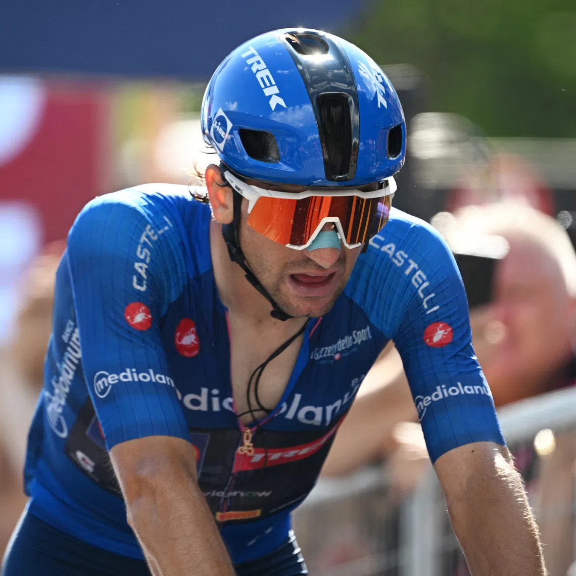 Cycling - Giro d'Italia - Stage 19 - Feltre to Alleghe - Italy - May 29, 2026 Lidl - Trek's Giulio Ciccone reacts after stage 19 REUTERS/Jennifer Lorenzini/File Photo