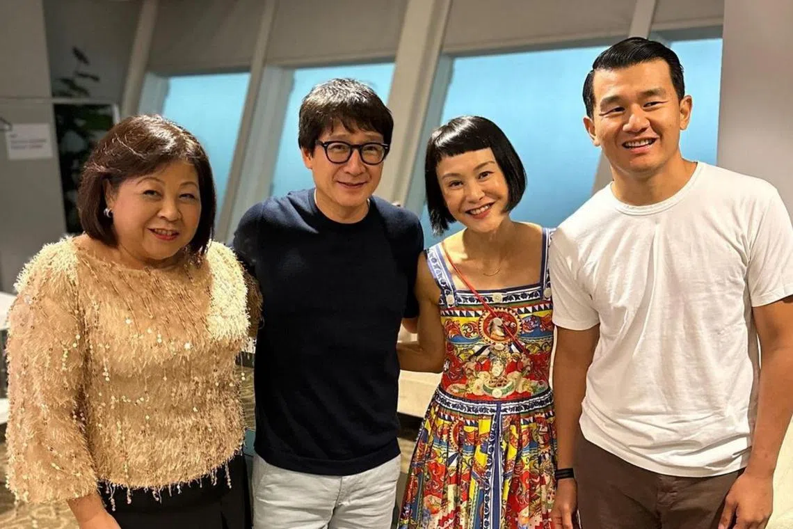 Local actors Koh Chieng Mun (left) and Janice Koh (second from right) with Ke Huy Quan (second from left) and comedian Ronny Chieng (right).