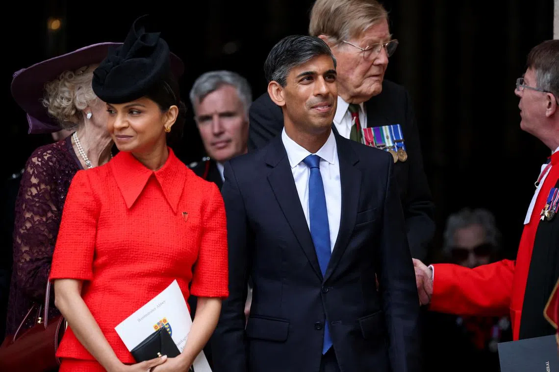 Mr Rishi Sunak (centre) was Britain's prime minister between October 2022 and July 2024.