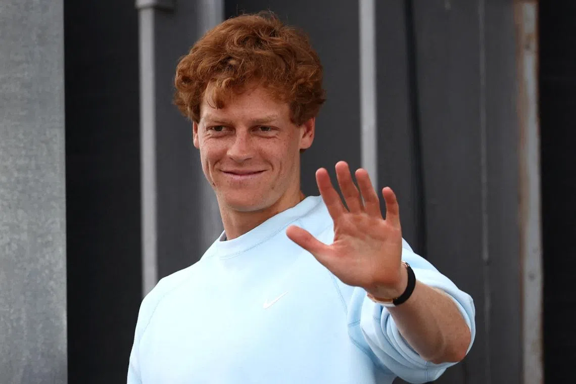 Tennis - Italian Open - Jannik Sinner Press Conference - Foro Italico, Rome, Italy - May 5, 2025 Italy's Jannik Sinner waves towards fans after the press conference REUTERS/Yves Herman