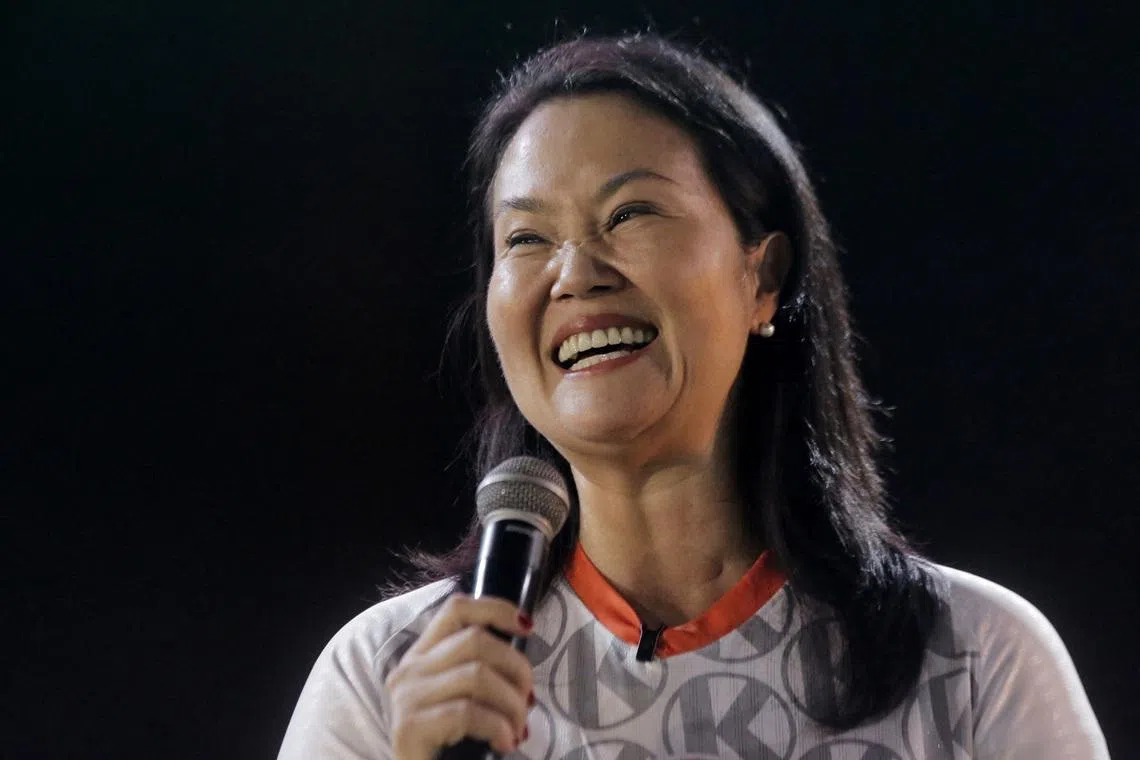 FILE PHOTO: Keiko Fujimori, leader of the Fuerza Popular (Popular Force) political party, announces the party’s list of congressional candidates in Lima, Peru, February 5, 2026. REUTERS/Gerardo Marin/File Photo