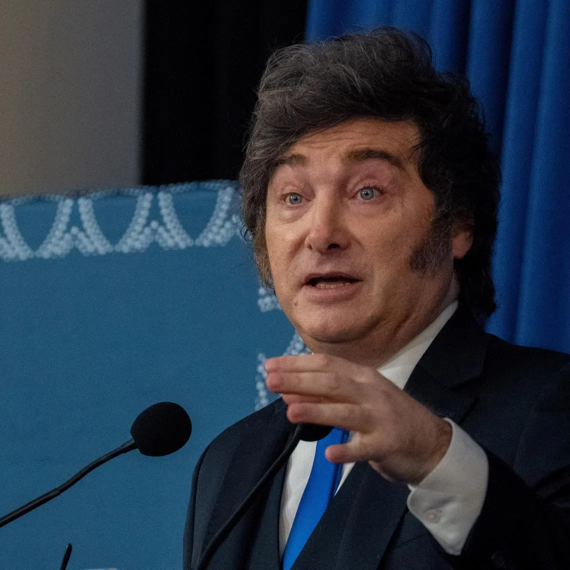 Argentina's President Javier Milei speaks at Yeshiva University in Manhattan, in New York City, U.S., March 9, 2026. REUTERS/David 'Dee' Delgado