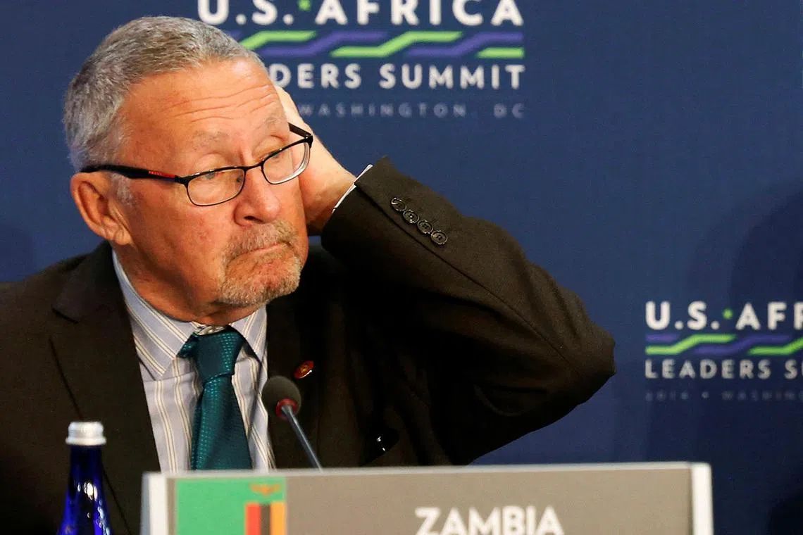 FILE PHOTO: Zambia's Vice President Guy Scott at the first Leaders' Session of the U.S.-Africa Leaders Summit, at the State Department in Washington, in this August 6, 2014 file picture.   REUTERS/Larry Downing/Files/File Photo