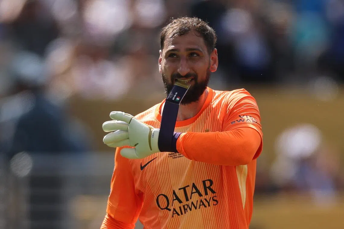FILE PHOTO: Soccer Football - FIFA Club World Cup - Final - Chelsea v Paris St Germain - MetLife Stadium, East Rutherford, New Jersey, U.S. - July 13, 2025 Paris St Germain's Gianluigi Donnarumma looks dejected at half time REUTERS/Lee Smith/File Photo