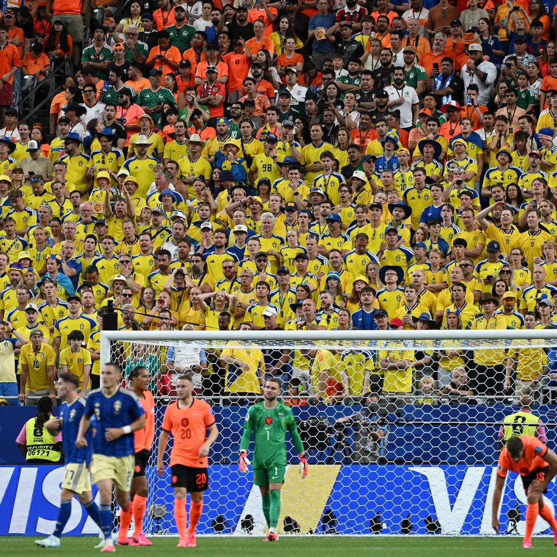 Soccer Football - FIFA World Cup 2026 - Group F - Netherlands v Sweden - Houston Stadium, Houston, Texas, U.S. - June 20, 2026 Sweden fans in the stands during the match REUTERS/Annegret Hilse