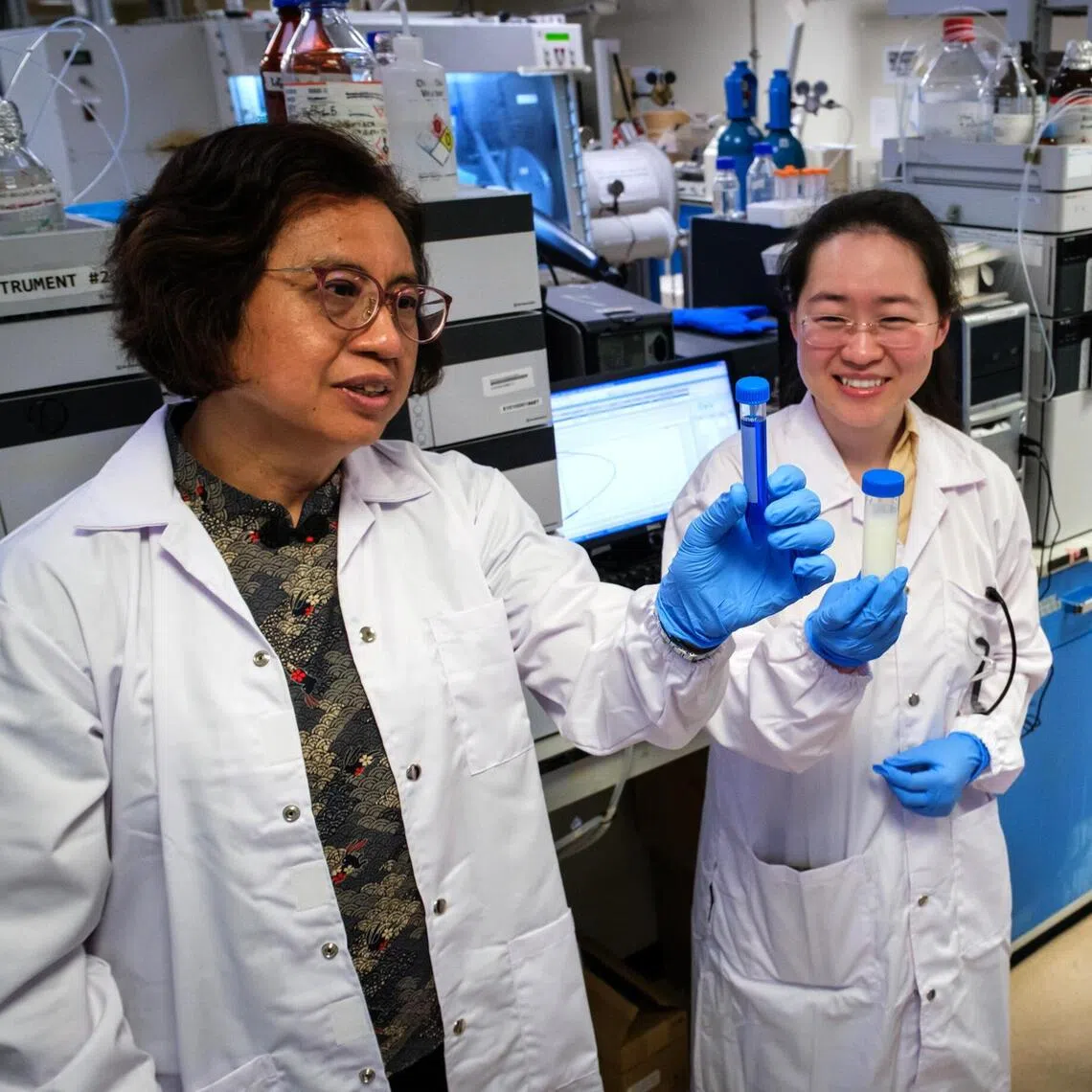 (From left) Professor Mary Chan from NTU, Dr Zhang Kaixi from the Singapore-MIT Alliance for Research and Technology and Prof Paula Hammond from MIT.