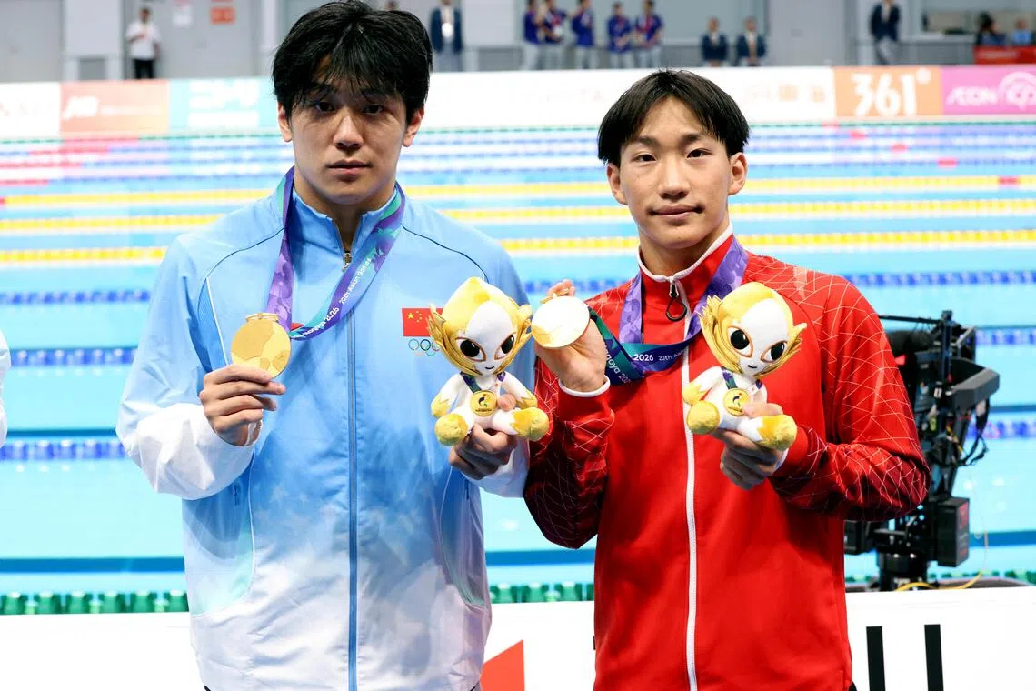 CMG20260921-KwongKC(OA)/邝启聪/ 陈芷馨/ASIAN Games, /游泳, Tokyo Aquatics Centre/CHN, DONG Zhihao, Gold, JPN, OHASHI Shin, Gold, 58.64, Double  GOLD, Men's 100m Breststoke Final