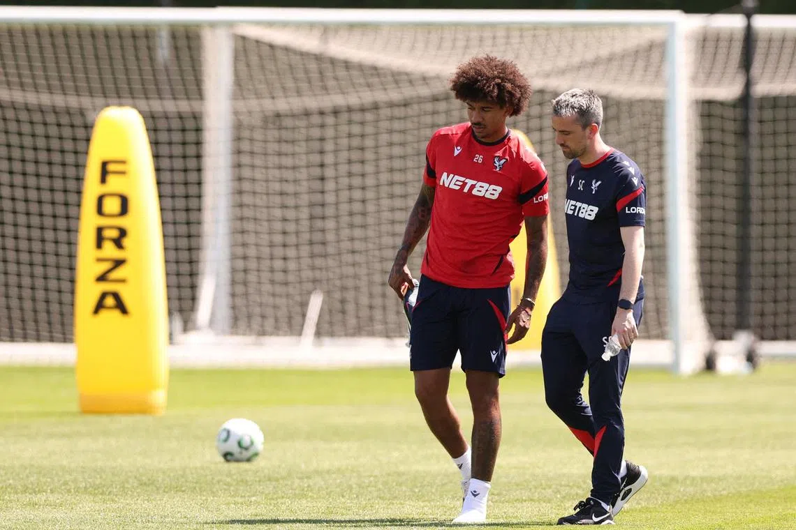 FILE PHOTO: Soccer Football - UEFA Conference League - Final - Crystal Palace Training - Crystal Palace FC Training Ground, London, Britain - May 26, 2026 Crystal Palace's Chris Richards leaves training early REUTERS/David Klein/File Photo