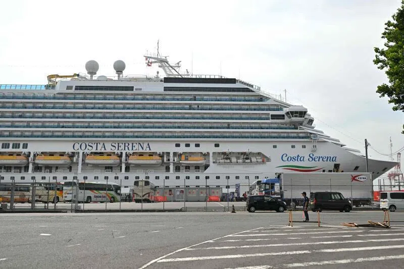 The Costa Serena is a cruise ship with a capacity of nearly 4,000 people serving as a floating hotel for Asian Games participants in Japan.
