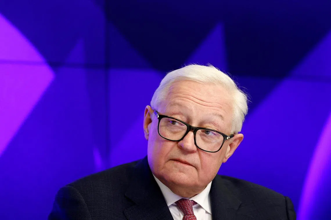 FILE PHOTO: Russia's Deputy Foreign Minister Sergei Ryabkov attends a press conference in Moscow, Russia February 10, 2025. REUTERS/Maxim Shemetov/File Photo