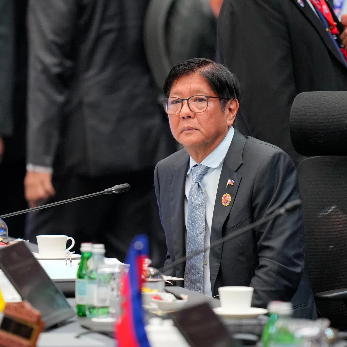 FILE PHOTO: Philippine President Ferdinand Marcos Jr. look on before the 28th ASEAN Plus Three Summit in Kuala Lumpur, Malaysia, Monday, October 27, 2025. Vincent Thian/Pool via REUTERS/File Photo