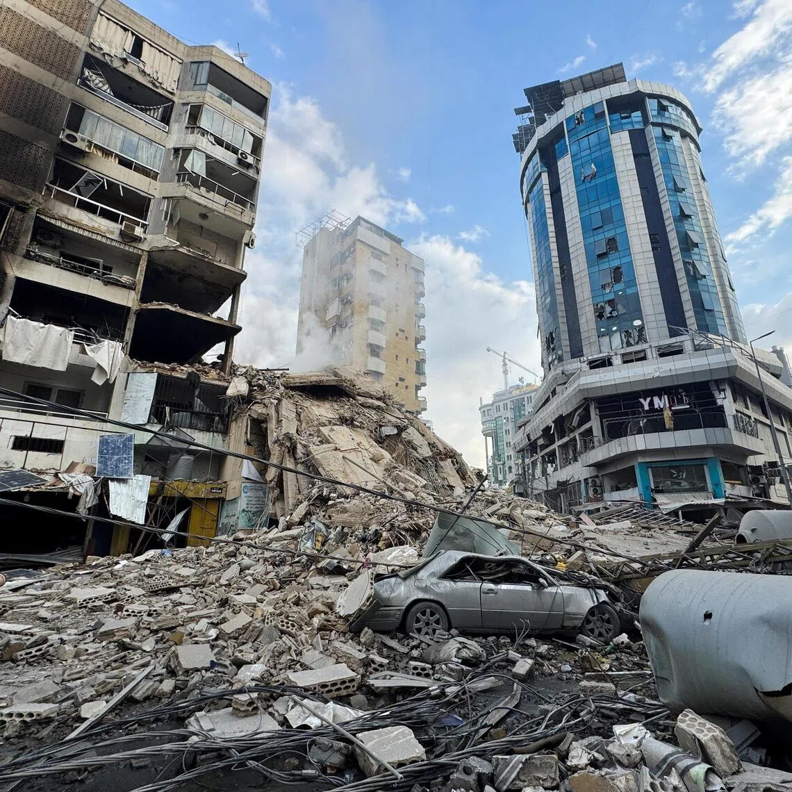 Rubble piles up after an Israeli strike on Beirut’s southern suburbs, stronghold of the militant group Hezbollah.
