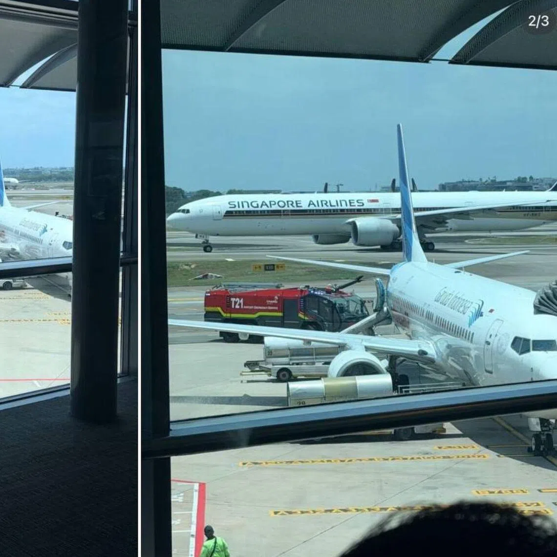 Photos of the incident circulating on social media show slides deployed on both sides of the aircraft for passengers.