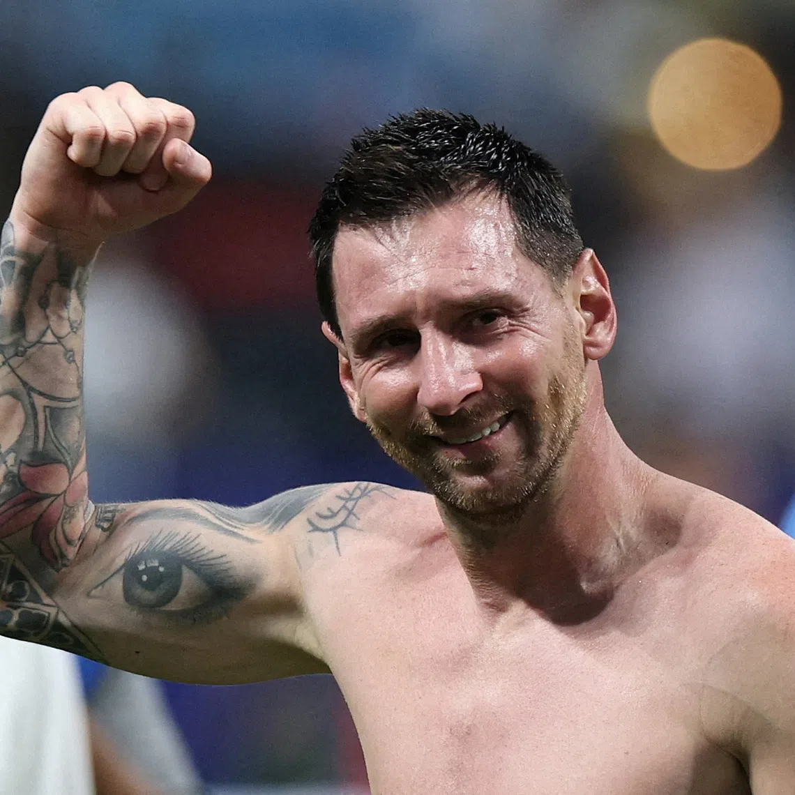 FILE PHOTO: Soccer Football - FIFA World Cup 2026 - Round of 16 - Argentina v Egypt - Atlanta Stadium, Atlanta, Georgia, U.S. - July 7, 2026 Argentina's Lionel Messi celebrates after the match as Argentina qualify for the quarter finals of the World Cup REUTERS/Amanda Perobelli/File Photo