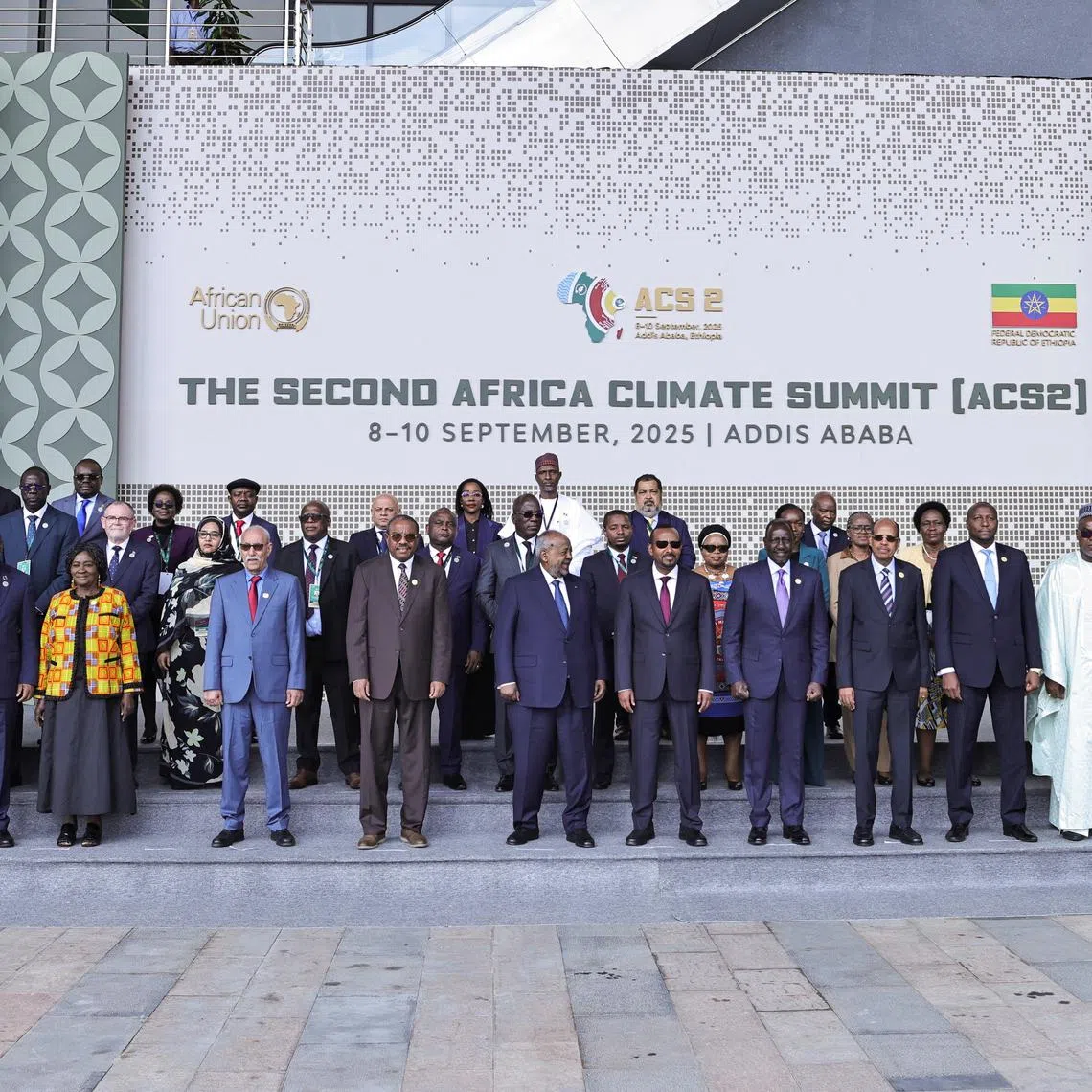 Heads of State and Delegates pose for a group photo during the Second Africa Climate Summit (ACS2) in Addis Ababa, Ethiopia, September 8, 2025. REUTERS/Tiksa Negeri