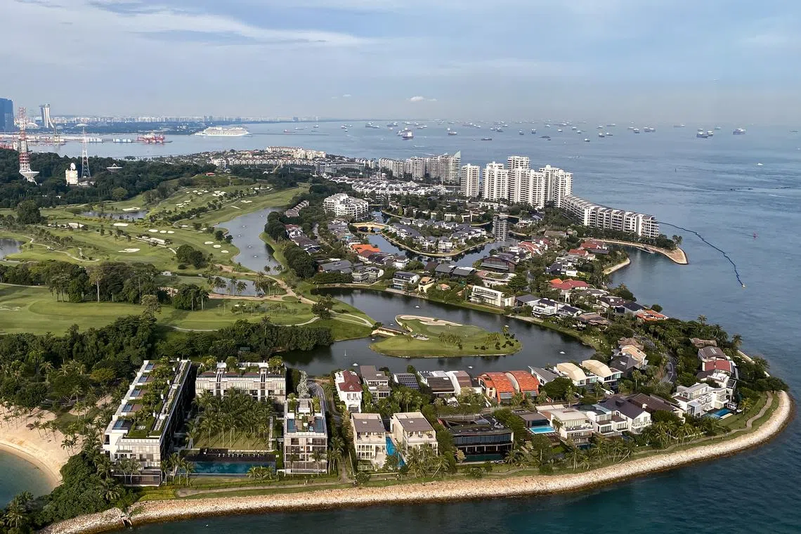 The 105 properties, estimated to be worth $831 million, include seven detached bungalows at Sentosa Cove.