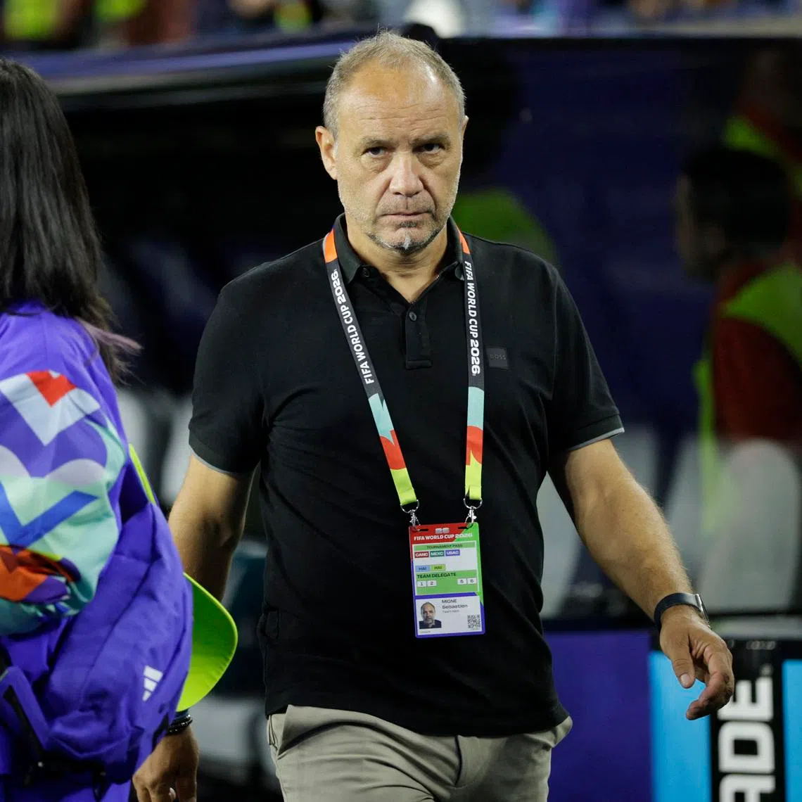 Soccer Football - FIFA World Cup 2026 - Group C - Haiti v Scotland - Boston Stadium, Foxborough, Massachusetts, U.S. - June 13, 2026 Haiti coach Sebastien Migne before the match REUTERS/Brian Snyder