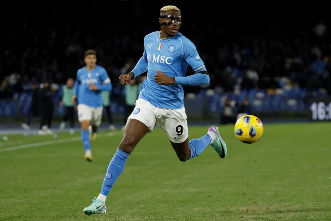 Soccer Football - Serie A - Napoli v Cagliari - Stadio Diego Armando Maradona, Naples, Italy - December 16, 2023 Napoli's Victor Osimhen in action REUTERS/Ciro De Luca/File Photo