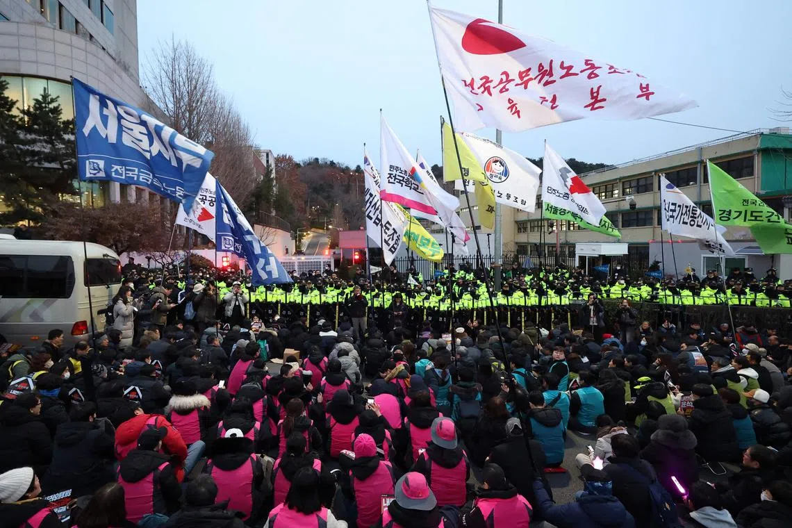 Protesters calling for the impeachment of South Korea President Yoon Suk Yeol, and the dissolution of the People's Power Party in Seoul on Dec 12.