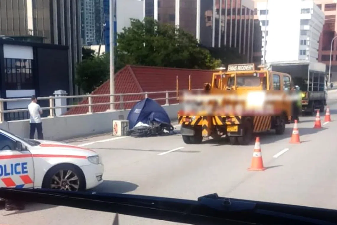 The police and the Singapore Civil Defence Force said they were alerted to the accident along AYE at about 3pm  on June 11.