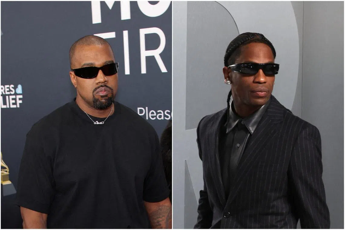 US rappers Kanye West (left) and Travis Scott were originally scheduled to perform at Italy's Pulse Of Gaia Festival on July 17 and 18.