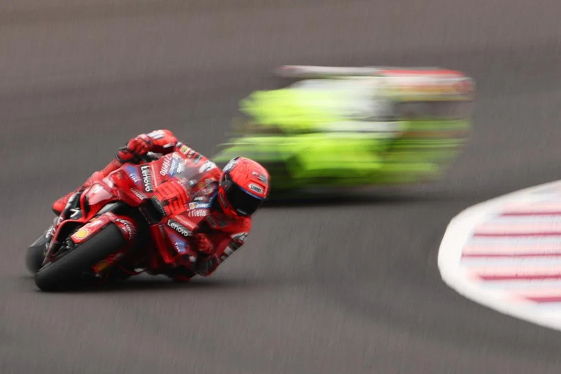 MotoGP - Argentina Grand Prix - Autodromo Termas de Rio Hondo, Santiago del Estero, Argentina - March 15, 2025 Ducati Lenovo Team's Marc Marquez in action during qualifying REUTERS/Agustin Marcarian