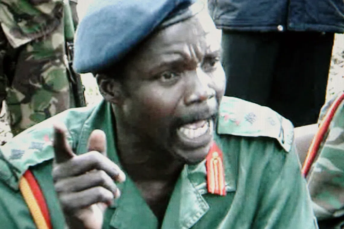 One of the world's most wanted rebel chiefs, Joseph Kony of the Lord's Resistance Army, is seen in this image taken from Reuters TV in Nairobi May 24, 2006 REUTERS/Reuters TV