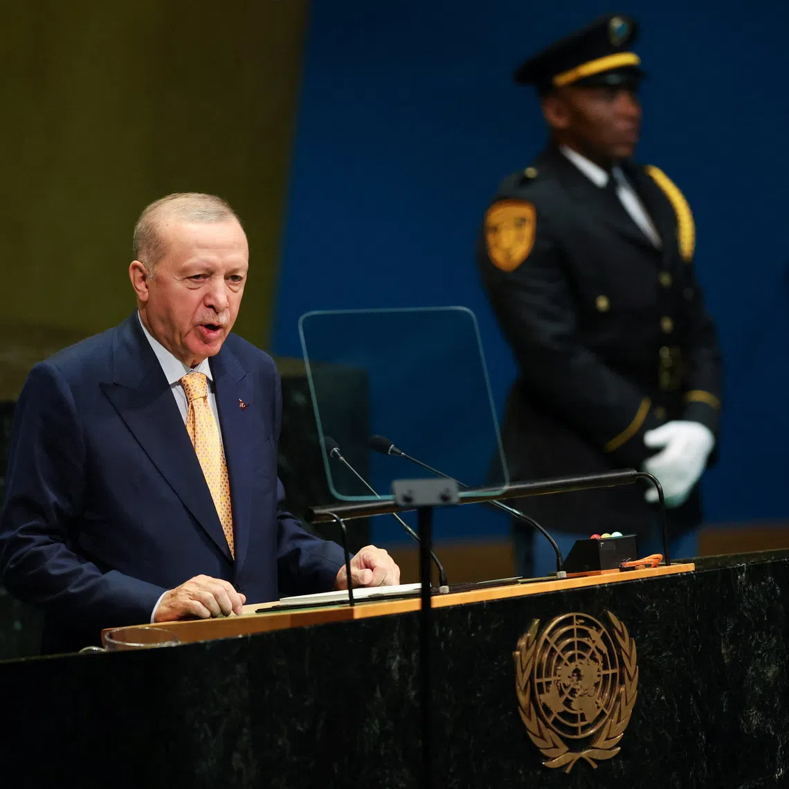 Turkey's President Recep Tayyip Erdogan addresses the 81st United Nations General Assembly at UN headquarters in New York City, US, September 22, 2026.  REUTERS/Shannon Stapleton