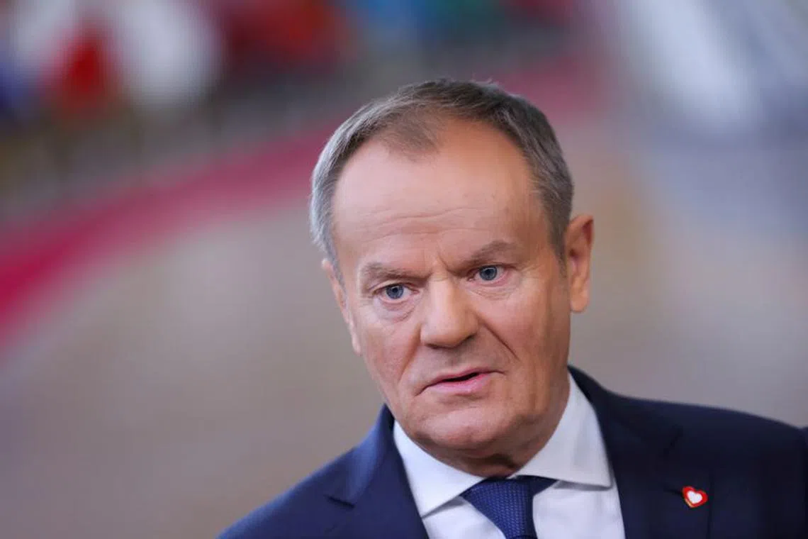 Polish Prime Minister Donald Tusk attends a European Union summit in Brussels, Belgium February 1, 2024. REUTERS/Johanna Geron/File Photo
