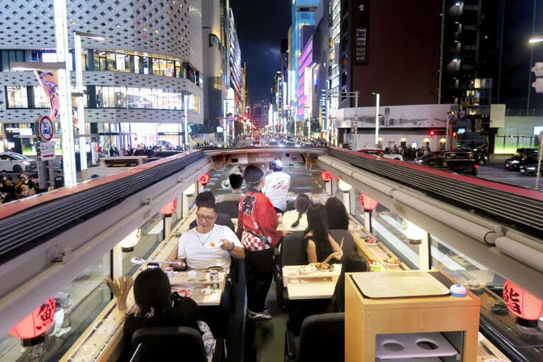 Tourists from Oct 10 can dine on a conveyor-belt Sushi Bus as they see the Japanese capital’s sights.