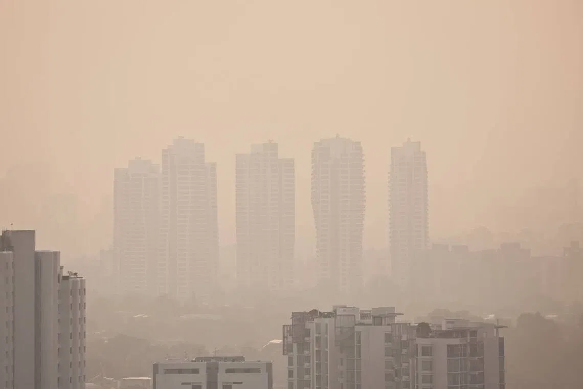Hazy conditions seen from Clementi, looking towards Holland Village and Bukit Timah, at about 7.50am on Sept 4.