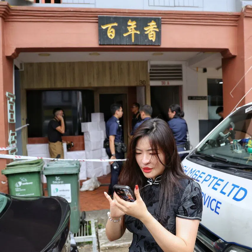 Century Bakkwa founder Simbian Chua outside the shop in Dunlop Street where a fire broke out on Feb 15.