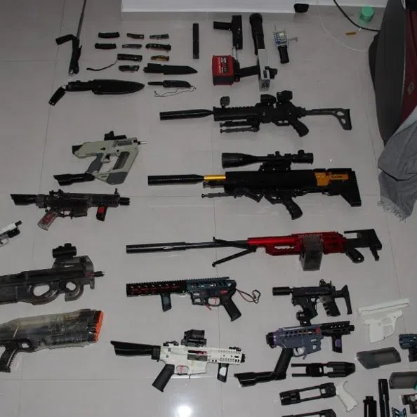 The man was arrested after he was caught firing projectiles from a Potong Pasir home on April 6.