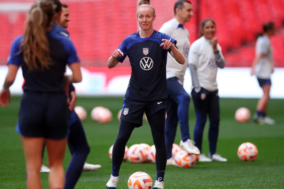 Soccer Football - International Women's Friendly - United States Training - Wembley Stadium, London, Britain - October 6, 2022 Becky Sauerbrunn of the U.S. during training Action Images via Reuters/Paul Childs/File Photo