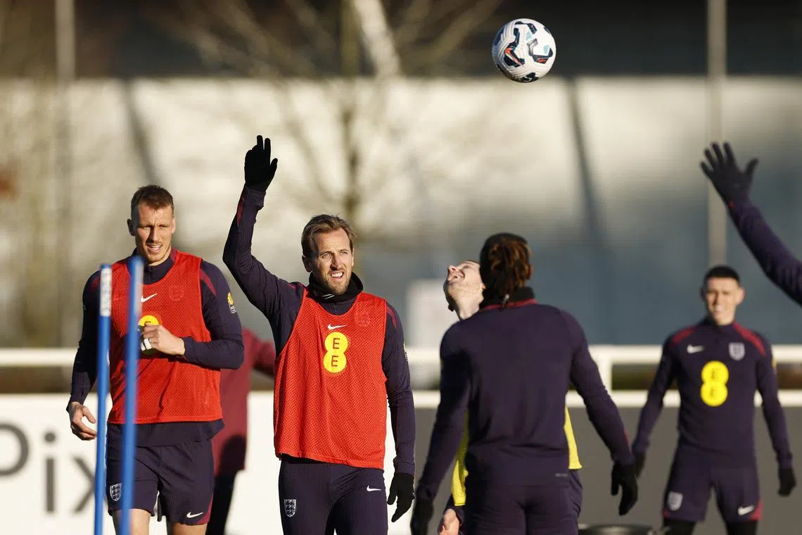 Soccer Football - World Cup - UEFA Qualifiers - England Training - St George's Park, Burton upon Trent, Britain - March 18, 2025 England's Harry Kane during training Action Images via Reuters/Jason Cairnduff/File Photo