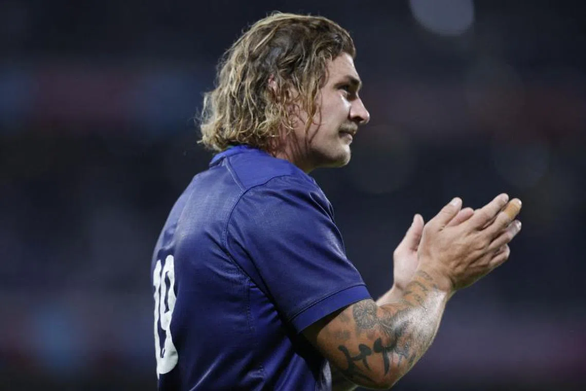 Rugby Union - Rugby World Cup 2023 - Pool A - France v Uruguay - Stade Pierre-Mauroy, Lille, France - September 14, 2023 France's Bastien Chalureau celebrates after the match REUTERS/Peter Cziborra/File Photo
