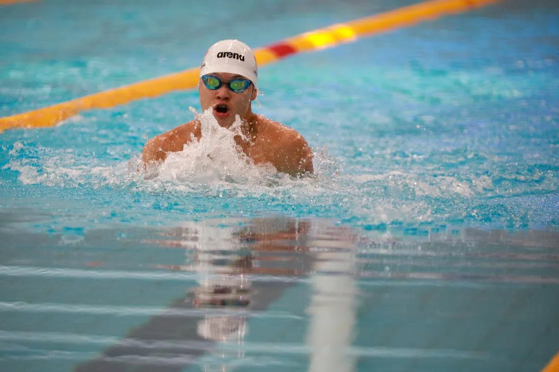 Anglo-Chinese School (Independent)'s Jadon Yoong broke the boys' A Division 50m breaststroke record twice at the 2023 National School Games.