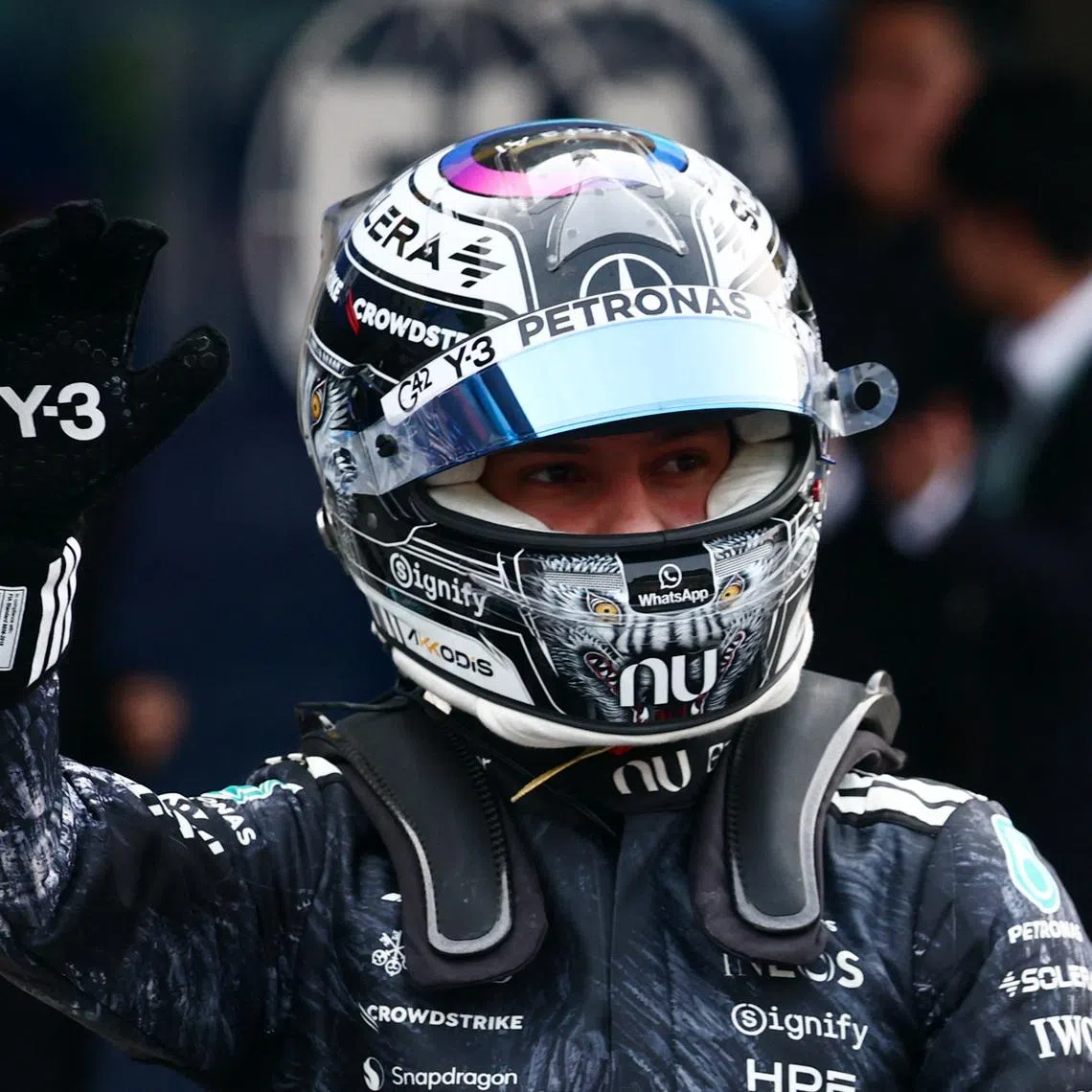 Formula One F1 - Japanese Grand Prix - Suzuka Circuit, Suzuka, Japan - March 28, 2026 Mercedes' Andrea Kimi Antonelli celebrates after qualifying in pole position REUTERS/Jakub Porzycki