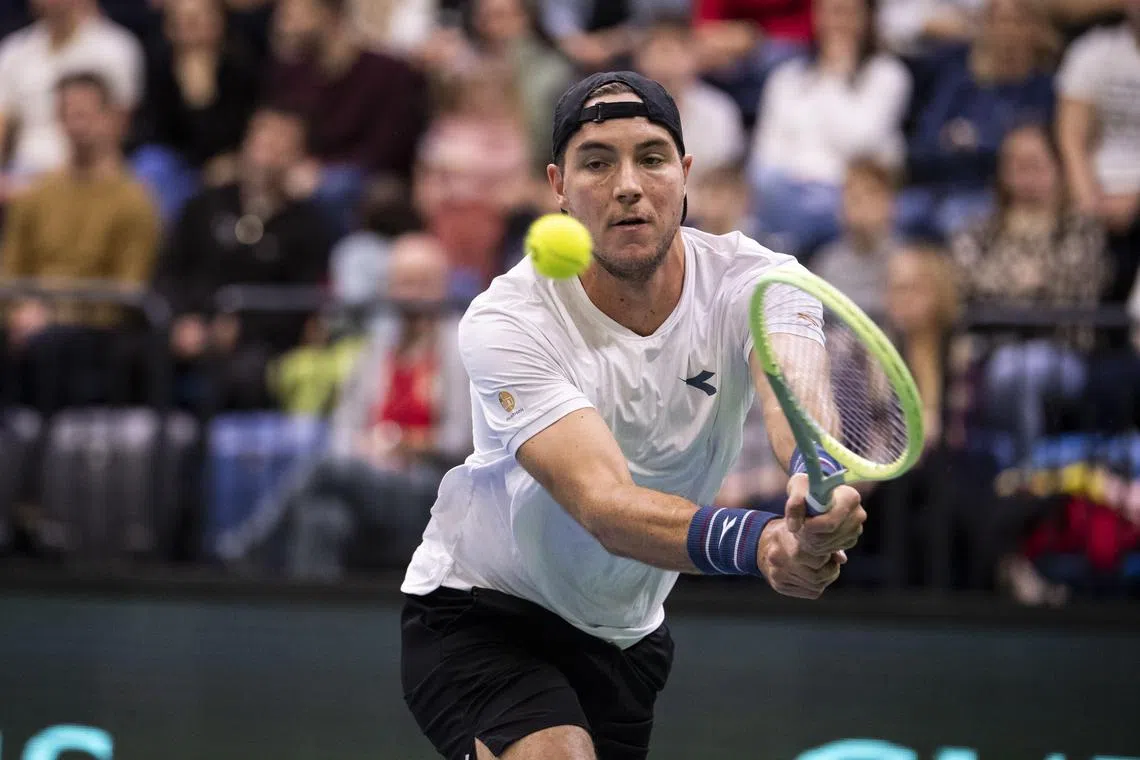 Jan-Lennard Struff sealed Germany's Davis Cup Finals ticket with a 6-3, 6-2 win over Mate Valkusz of Hungary on Feb 3.