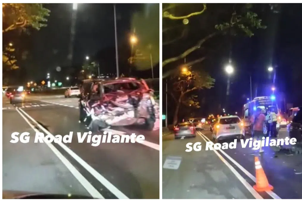 A chain collision that took place near Changi Airport on Nov 2 resulted in two men being taken to hospital. 