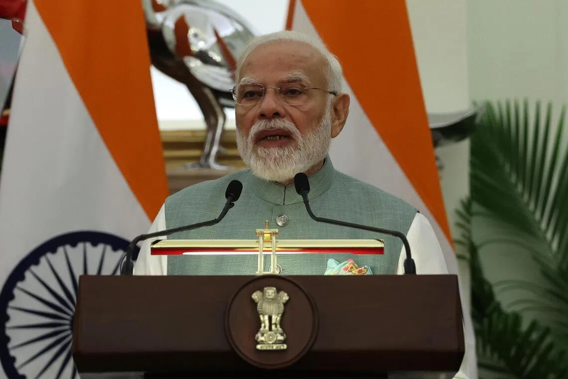 Indian Prime Minister Narendra Modi pointed to “choke points” in global trade, referring to disruptions caused by wars, tariffs and major powers.